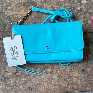 Hobo Rubie Crossbody Leather Bag in Light Aqua